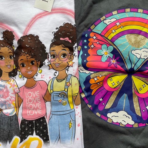 NEW! 2 Girls Graphic Tshirts Tees Size XL (Girl Power & Butterflies) NWT - Picture 2 of 12